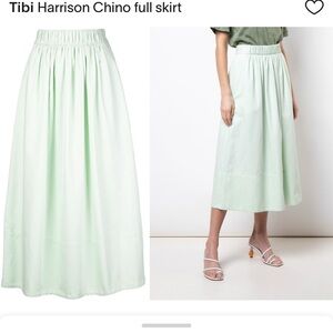 Tibi Harrison chino cotton skirt in mint, size 10 EUC see note